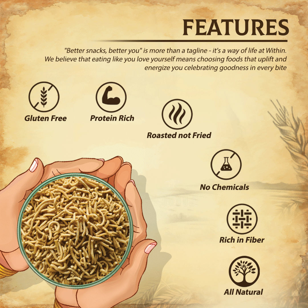 Roasted Bhujia served in bowl for snacking – clean eating by WithIn