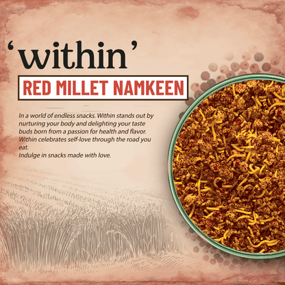 Close-up of Red Millet Namkeen combo – crunchy roasted ragi snack