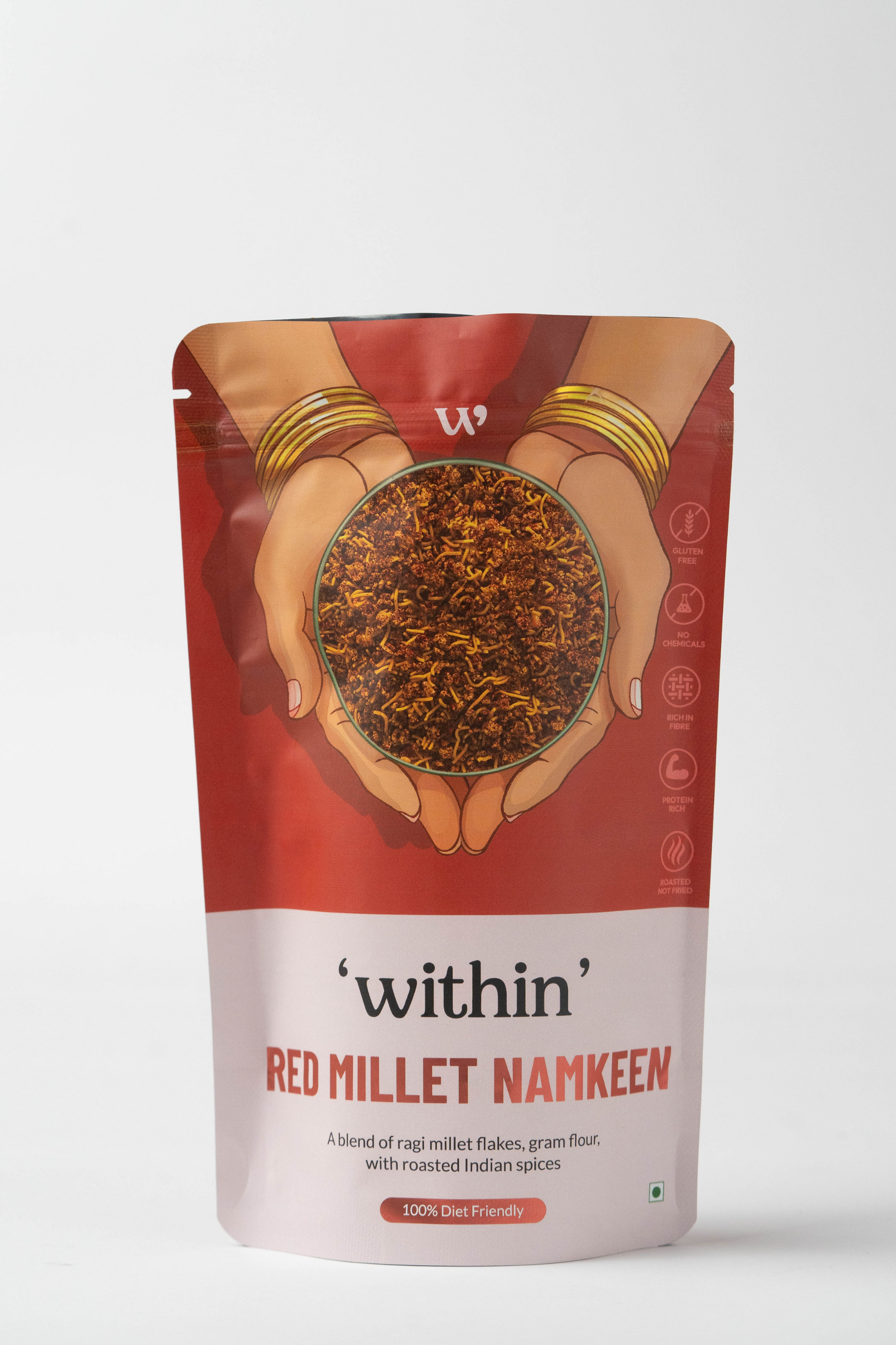 Red Millet Namkeen in zip-lock pouch – healthy roasted snack by WithIn