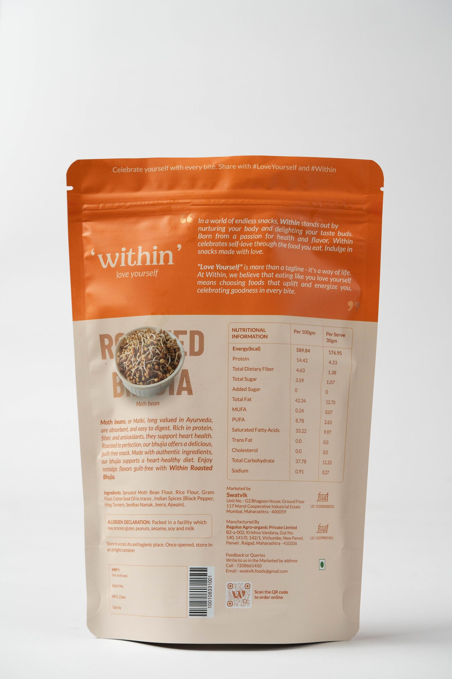 Roasted Bhujia ingredients – no palm oil, no preservatives
