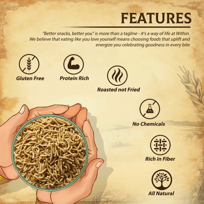 Roasted Bhujia served in bowl for snacking – clean eating by WithIn
